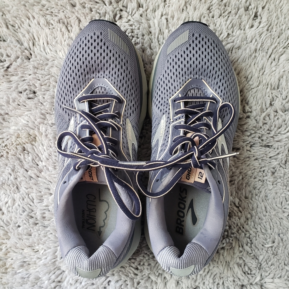 Brooks Ghost 12 Women Running Shoes Granite Purple/Grey Sneakers